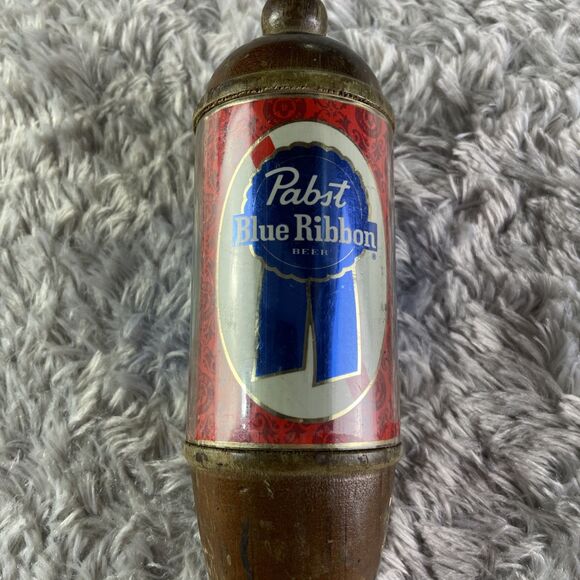 Vintage Pabst Blue Ribbon PBR Tap Handle Wooden Red Banner Beer Brewing Man Cave - Picture 3 of 12